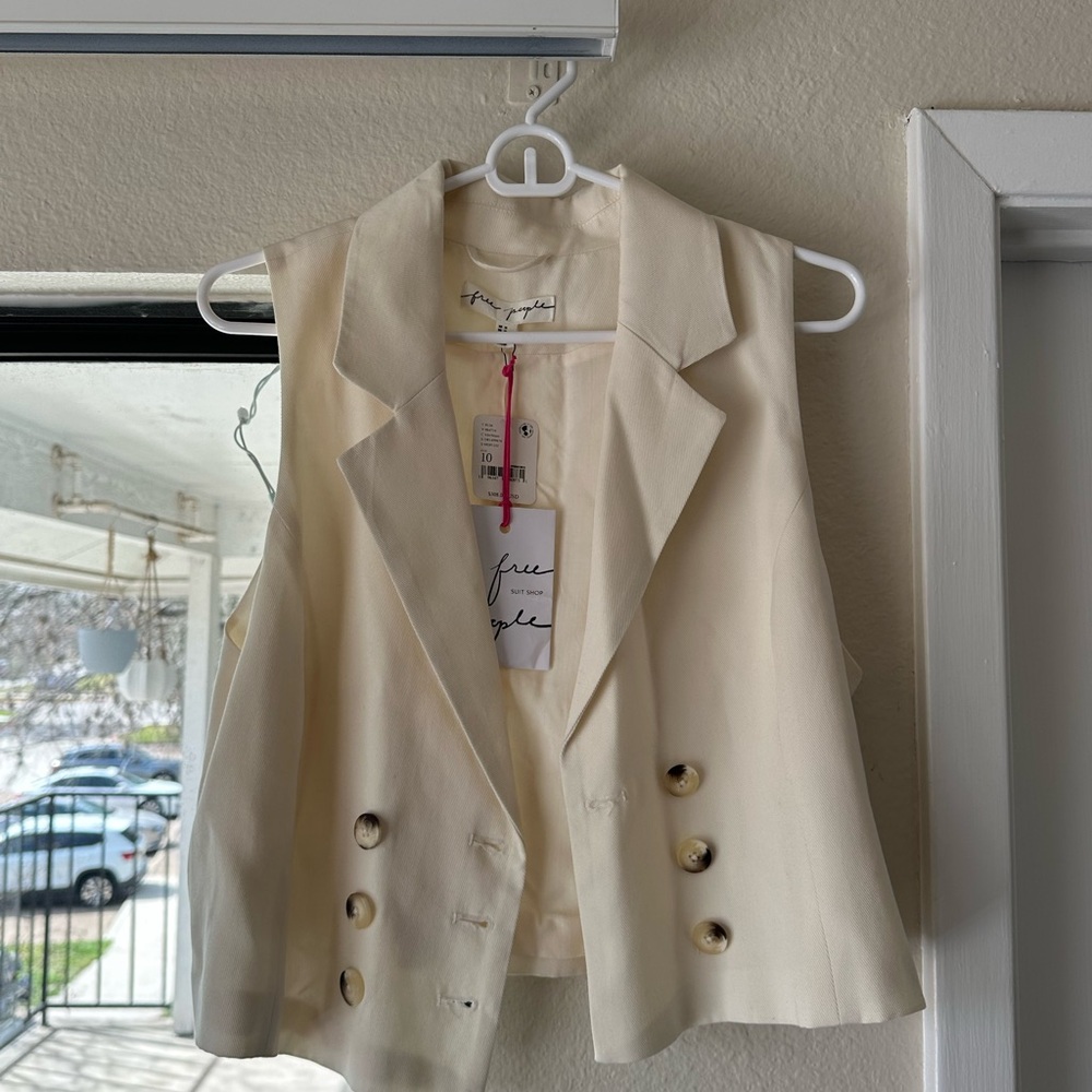 Free People Ivory Buttoned Vest